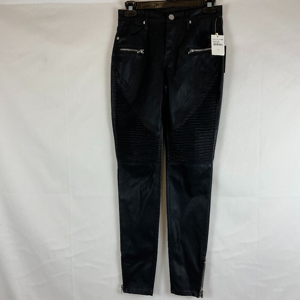 Blank NYC Faux Leather Moto Legging 25 Black Zipper Ankle New NWT